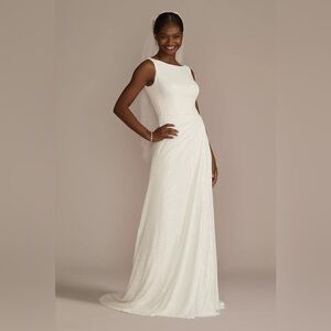 Allover Sequin A-Line Scoop Back Wedding Dress